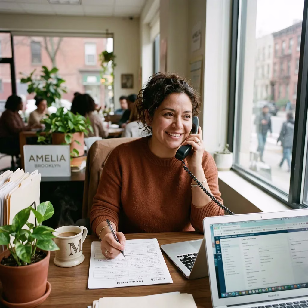 Bilingual intake coordinator on a call